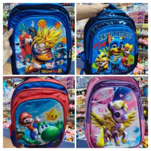 mochila 3 cierres reforzada x4 personajes